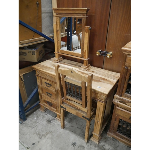 357 - MEXICAN PINE DRESSING TABLE & CHAIR