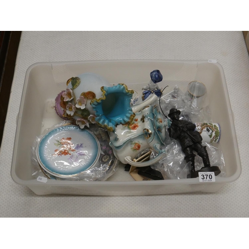 370 - BOX OF MIXED CERAMICS