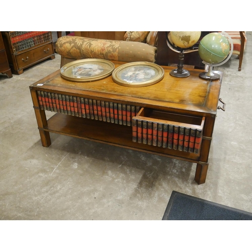 396 - LARGE COFFEE TABLE WITH FAUX BOOK FEATURE