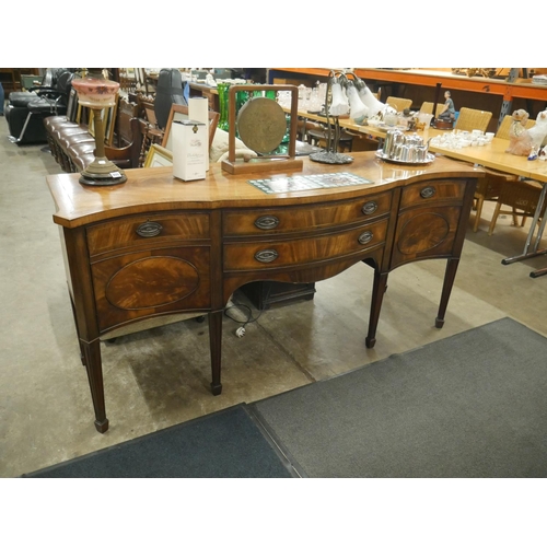 399 - BRASS INLAID SERPENTINE SHERIDAN SIDEBOARD