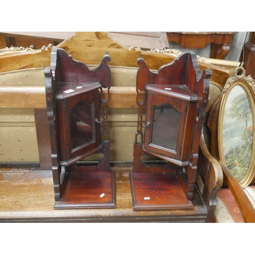 402 - PAIR OF MAHOGANY HANGING CORNER CABINETS