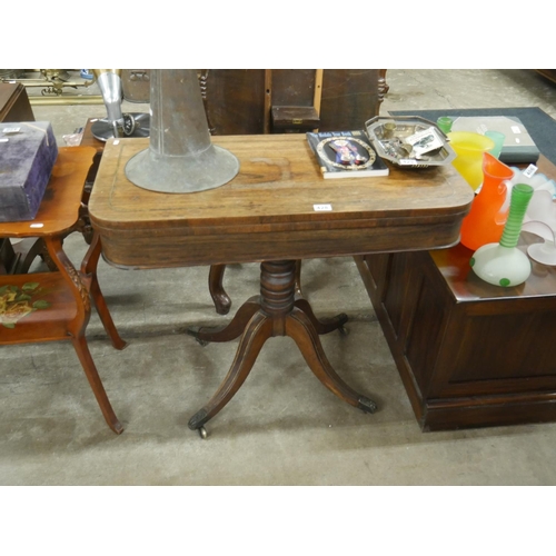 428 - BRASS INLAID ANTIQUE TURNOVER LEAF TABLE