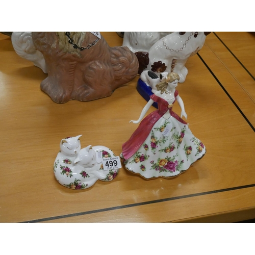 499 - OLD COUNTRY ROSE FIGURINE & CAT