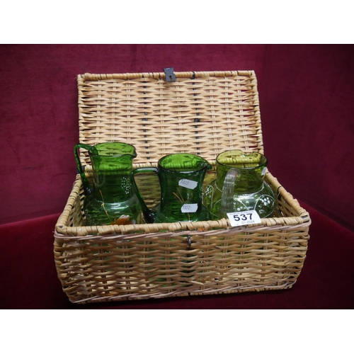 537 - VICTORIAN GLASS & BASKET