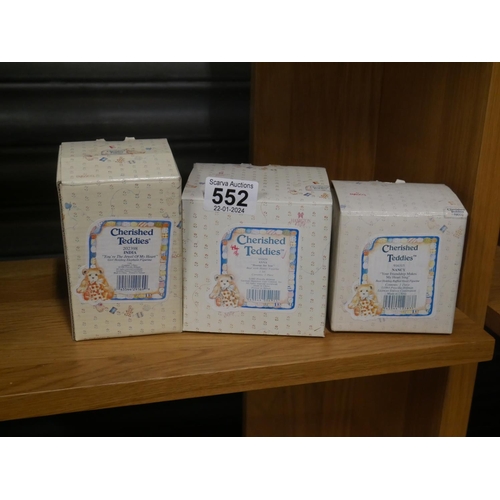 552 - 3 CHERISHED TEDDY BOXED FIGURINES