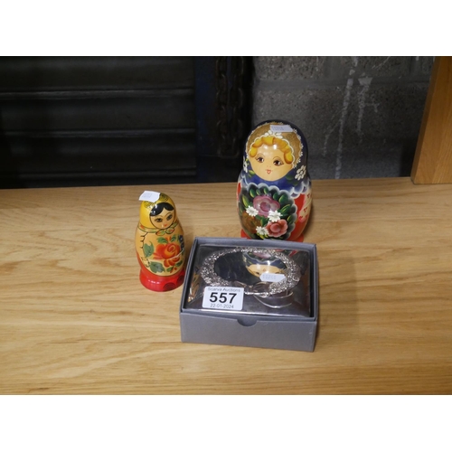 557 - RUSSIAN DOLLS & TRINKET BOX