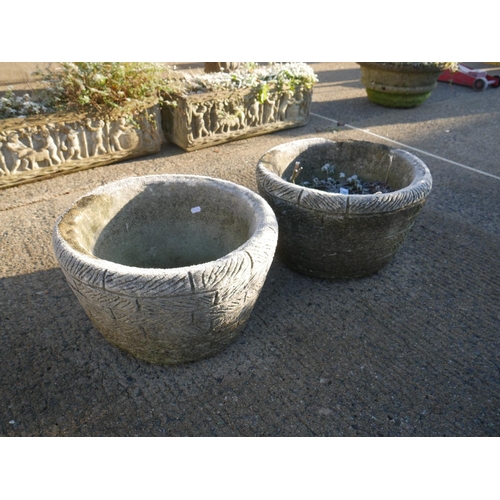 58 - PAIR OF RECONSTITUTED STONE PLANTERS