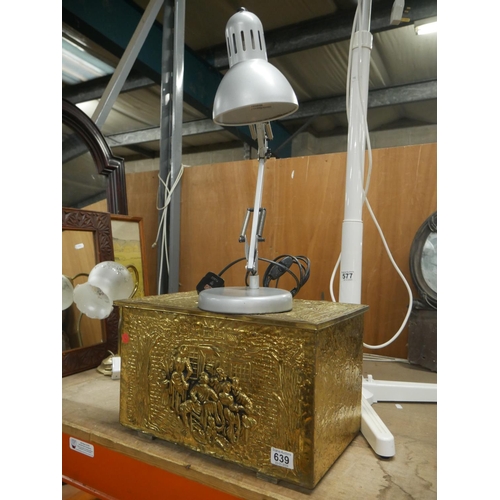 639 - ANGLE POISE LAMP & BRASS LOG BOX