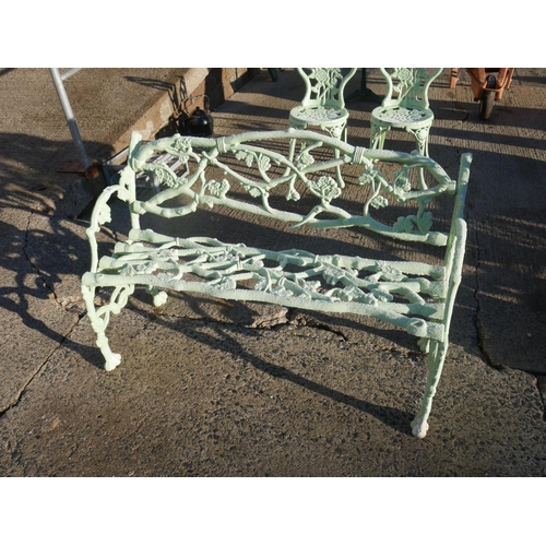 69 - WROUGHT IRON GARDEN BENCH - SLIGHT CRACK IN BACK BUT NO PIECES MISSING