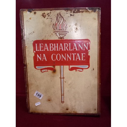 199 - OLD ENAMEL DOUBLE SIDED MULTI LINGUAL SIGN