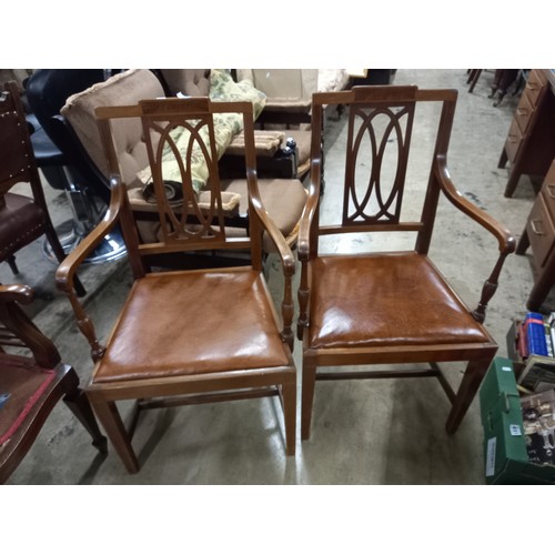 467 - PAIR OF ANTIQUE OPEN ARMCHAIRS