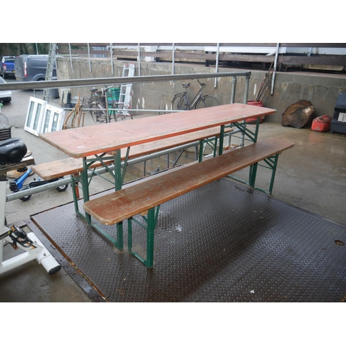 129 - FOLDING TABLE & 2 BENCHES