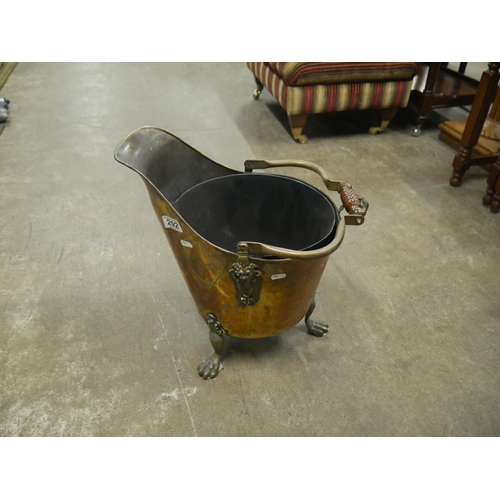 292 - VICTORIAN COAL BUCKET ON BALL & CLAW FEET