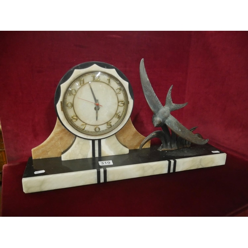 310 - ART DECO CLOCK WITH BRONZE BIRD