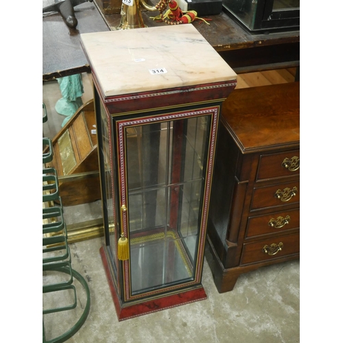 314 - MARBLE TOP DISPLAY CABINET