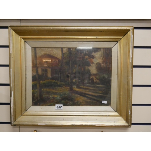 332 - 19TH C. OIL ON CANVAS IN GILT FRAME