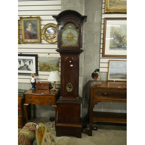 356 - BRASS DIAL GRANDFATHER CLOCK WITH BRASS INSET IN DOOR