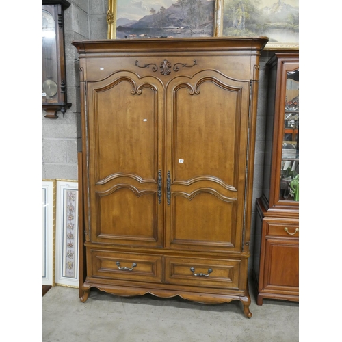 377 - CHERRY WOOD 2 DOOR WARDROBE