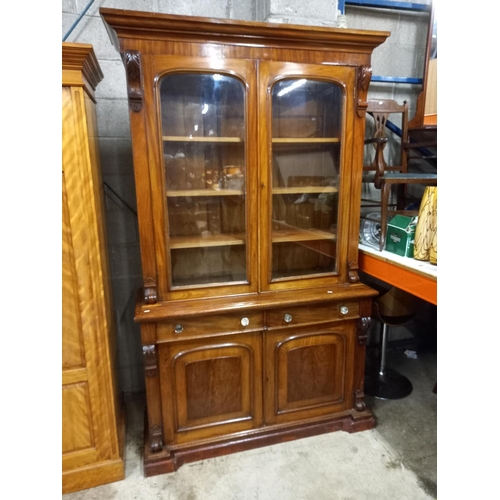 396 - VICTORIAN 2 DOOR BOOKCASE