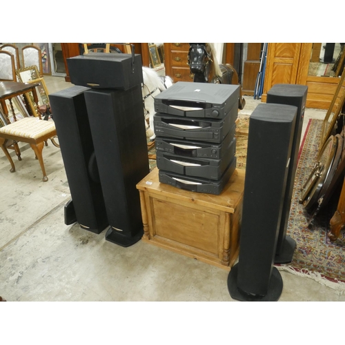 406 - KENWOOD STACKING SYSTEM & SURROUND SOUND SPEAKERS WITH REMOTE CONTROL