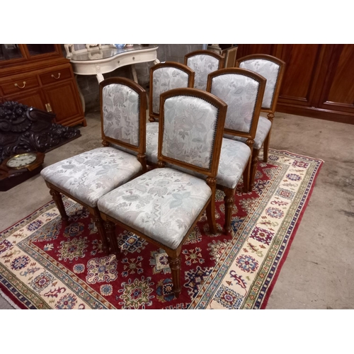 422 - SET OF 6 OAK & UPHOLSTERED DINING CHAIRS