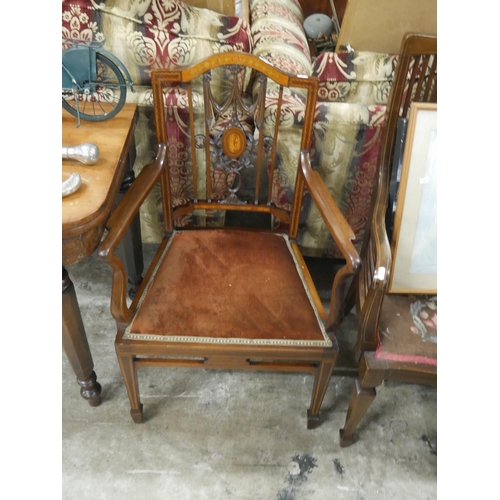 502 - EDWARDIAN INLAID ARMCHAIR