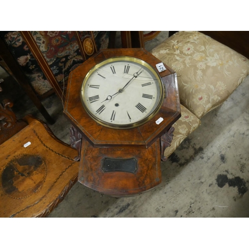 521 - VICTORIAN BURR WALNUT DROP DIAL CLOCK