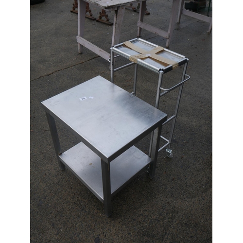 54 - STAINLESS STEEL TABLE & TROLLEY