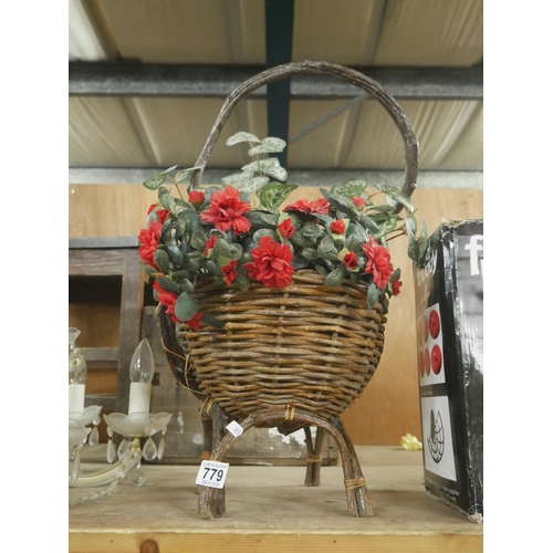 779 - BASKET & ARTIFICIAL FLOWERS