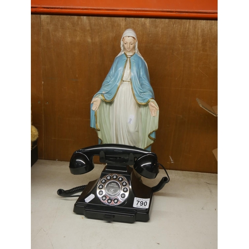 790 - BLACK TELEPHONE & RELIGIOUS FIGURE