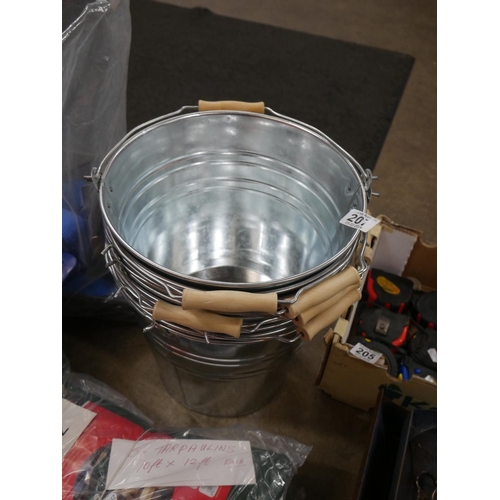 207 - 9 NEW GALVANIZED BUCKETS