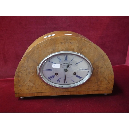 329 - ART DECO WALNUT MANTEL CLOCK