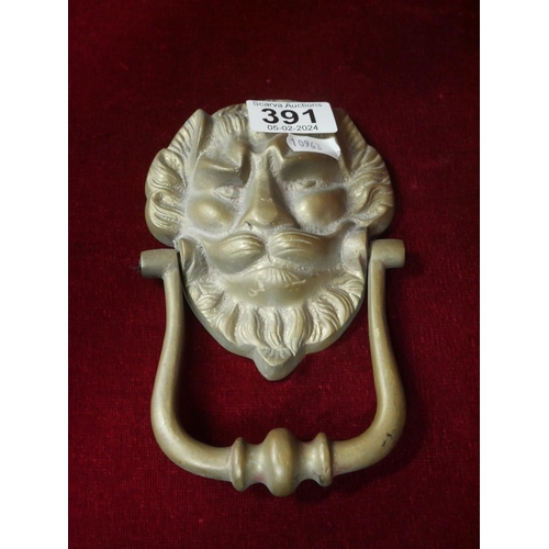 391 - BRASS LION DOOR KNOCKER