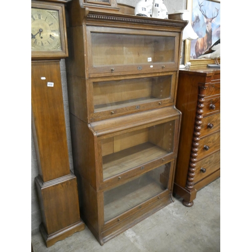 461 - ANTIQUE OAK LEBUS 4 SECTION BOOKCASE