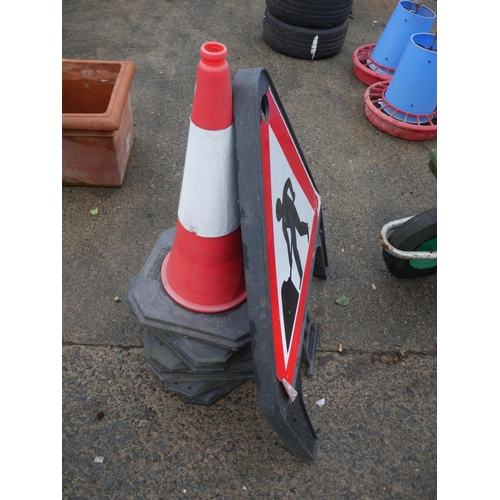 63 - ROAD CONES & WORK SIGN