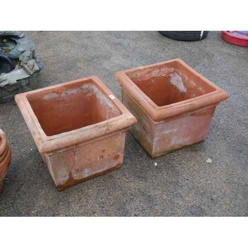 65 - 2 LARGE SQUARE TERRACOTTA PLANTERS