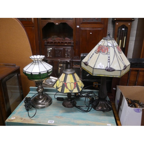 753 - 3 TIFFANY LAMPS