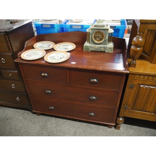 764 - VICTORIAN PINE GALLERY BACK CHEST OF DRAWERS