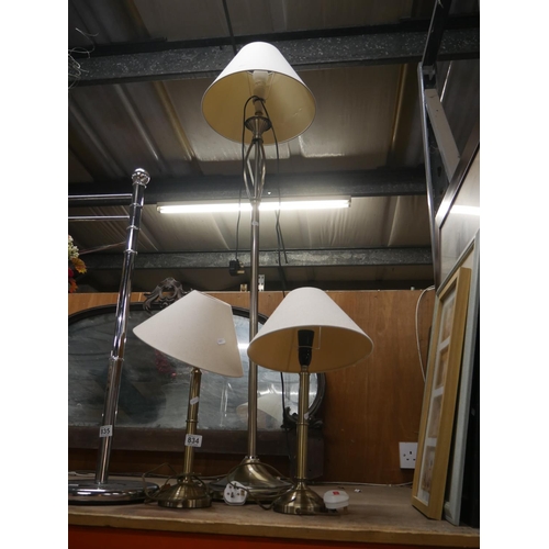 834 - STANDARD LAMP & TABLE LAMPS