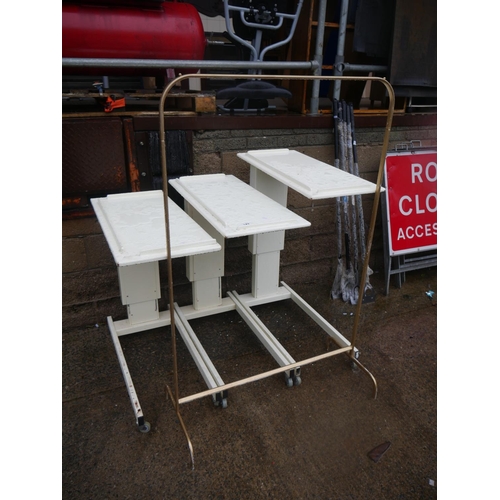 143 - 3 ADJUSTABLE TABLES & METAL STAND