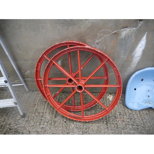 168 - 2 METAL CART WHEELS