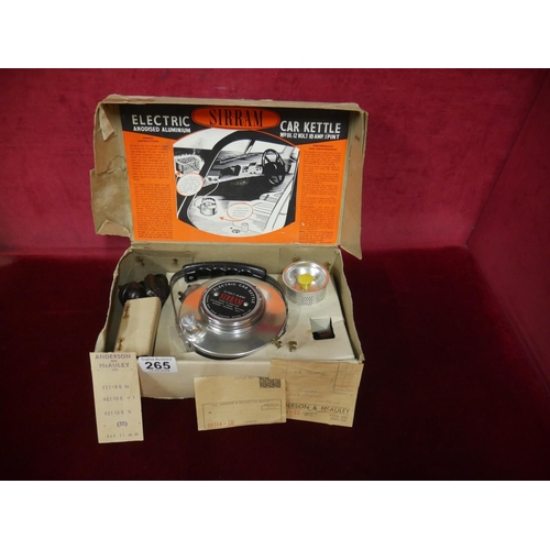 265 - VINTAGE ELECTRIC CAR KETTLE IN ORIGINAL BOX WITH RECEIPTS FROM ANDERSON & McAULEY BELFAST 1964