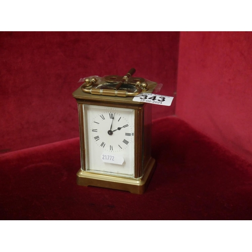 343 - BRASS & GLASS CARRIAGE CLOCK