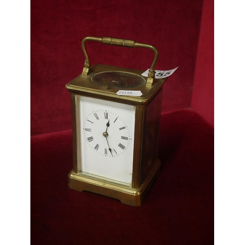 355 - BRASS & GLASS CARRIAGE CLOCK