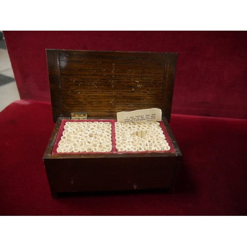 369 - ANTIQUE MUSICAL BOX WITH PAPER SCROLLS