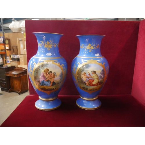 372 - PAIR OF 19TH C. HAND PAINTED VASES