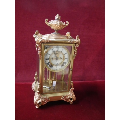 374 - BRASS MANTEL CLOCK