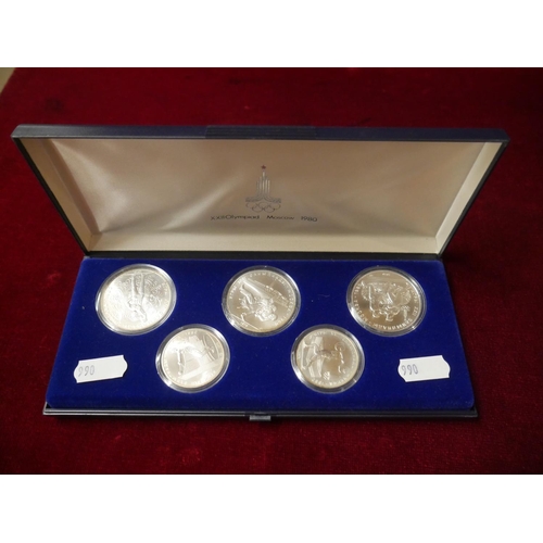 383 - 5 OLYMPIC SILVER PROOF COINS