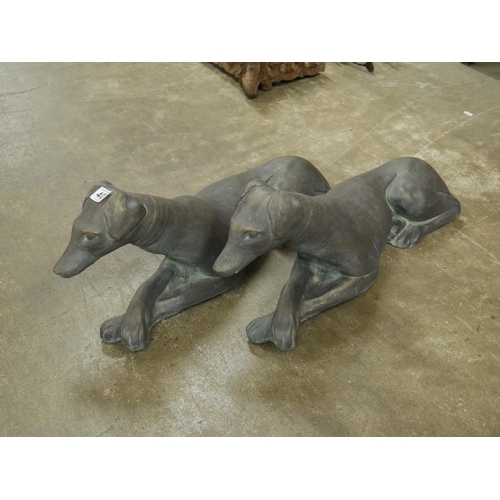 407 - PAIR OF BRONZE STYLE DOG ORNAMENTS