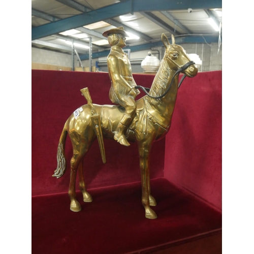 413 - LARGE BRASS HORSE & FIGURE APPROX 24